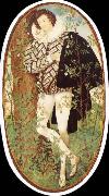 Nicholas Hilliard Leaning younger in rose bush oil on canvas